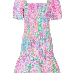 Lilly Pulitzer Pink and Green Floral Mini Dress